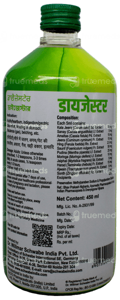 Dr Willmar Schwabe Dizester Herbal Sugar Free Digestive Tonic 450Ml